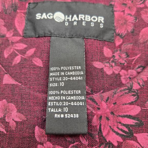 Sag Harbor Women's Blazer 12 Burgundy Floral Misses Size Large L Coat Jacket - Picture 4 of 6